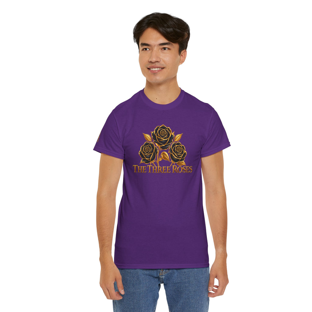 The Three Roses Tee — Mens Gold Floral Graphic T-Shirt