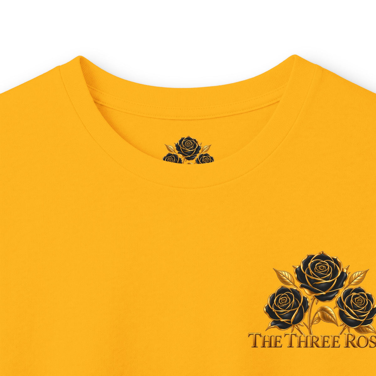 Long Sleeve Tee — Golden Black Rose Chest & Back Design