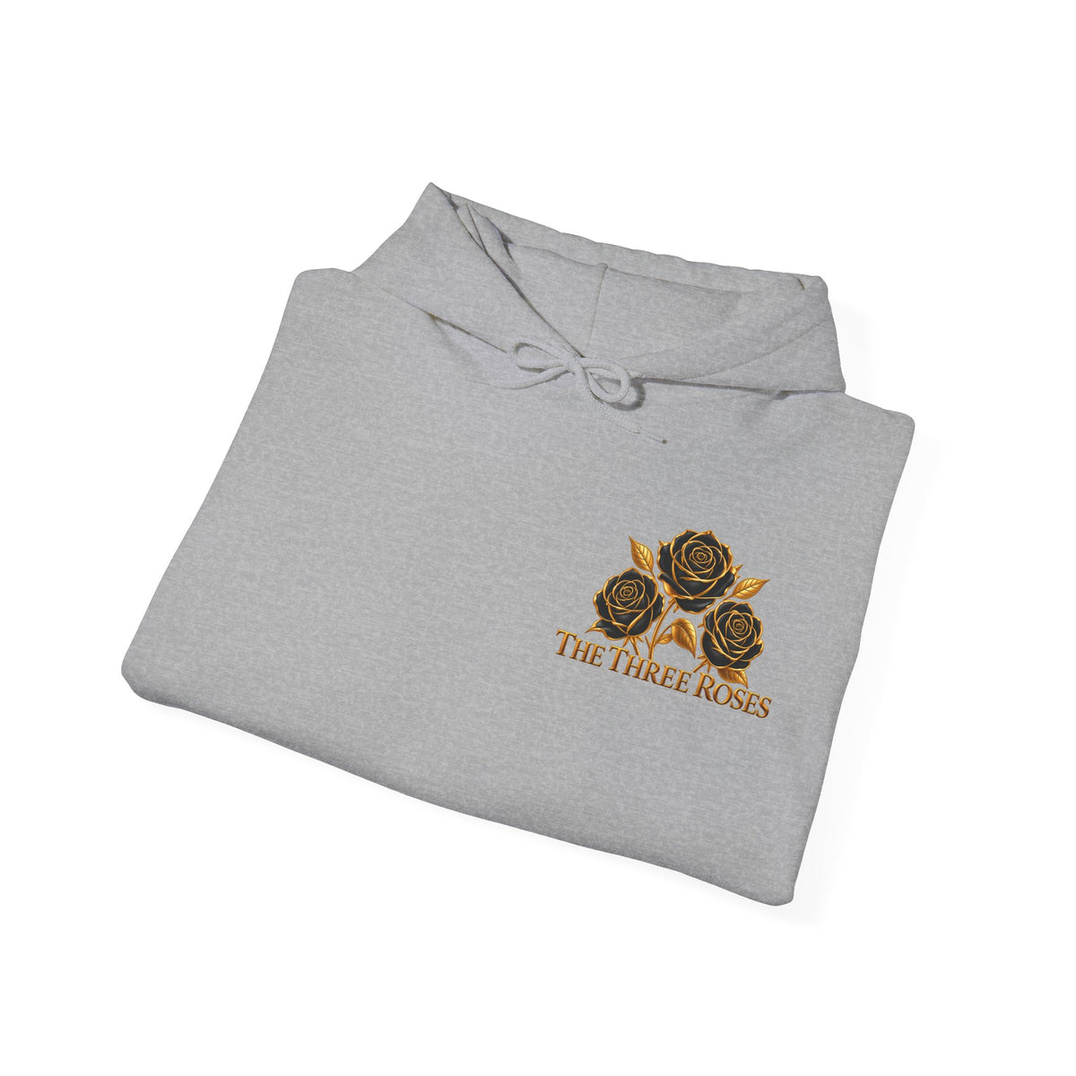 The Three Roses Hoodie: Unisex Gold Rose Graphic Hooded Sweatshirt