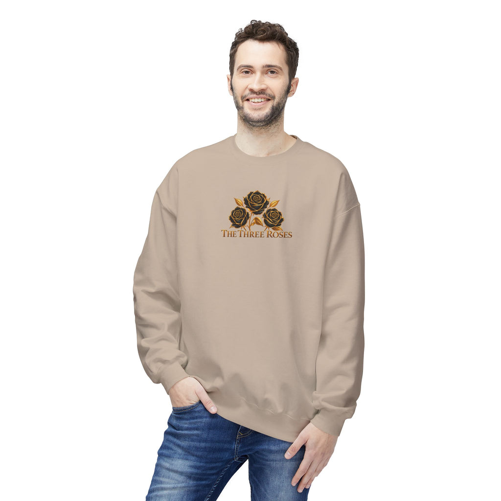 The Three Roses: Unisex Crewneck Gold Rose Sweatshirt Graphic Logo