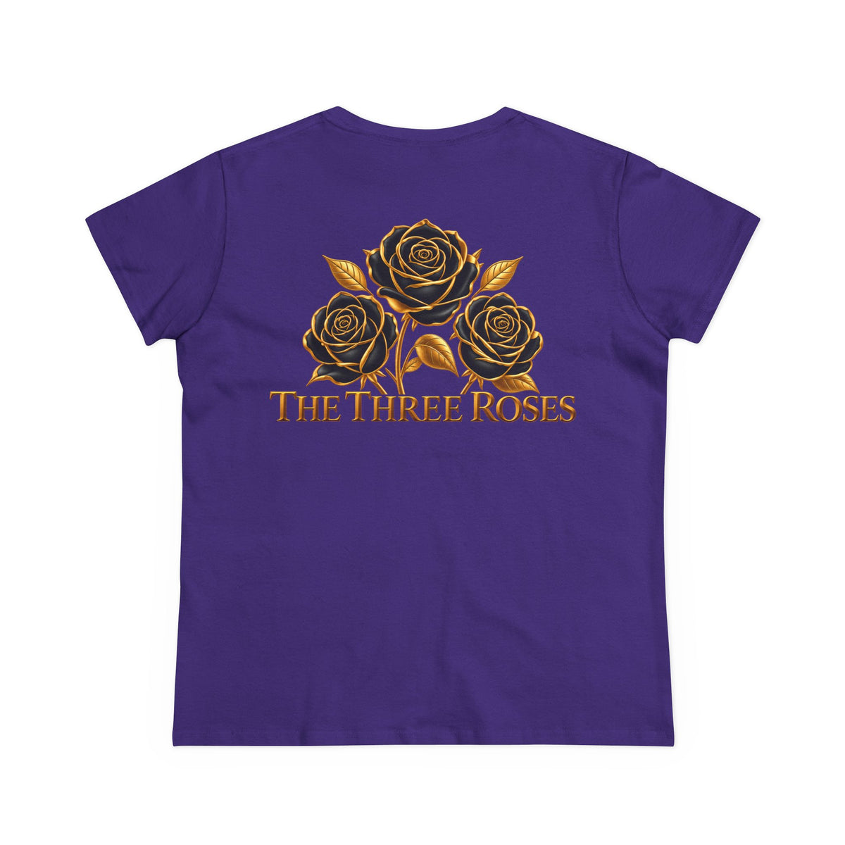 The Three Roses Tee: Womens Black & Gold Rose Graphic T-Shirt