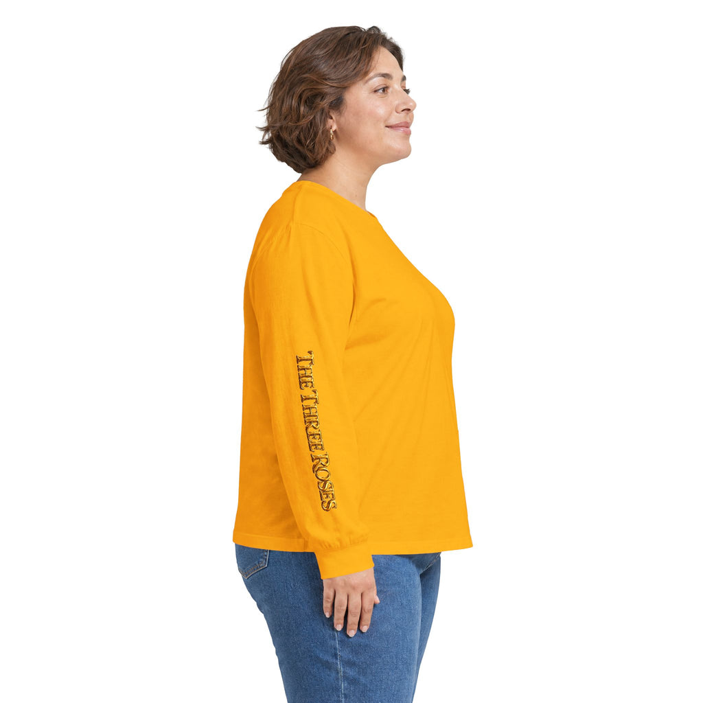 Long Sleeve Tee — Golden Black Rose Chest & Back Design
