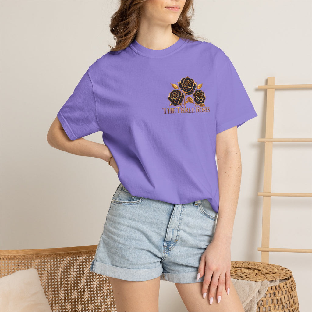 The Three Roses Graphic: Unisex T-Shirt  Gold & Black Floral Tee