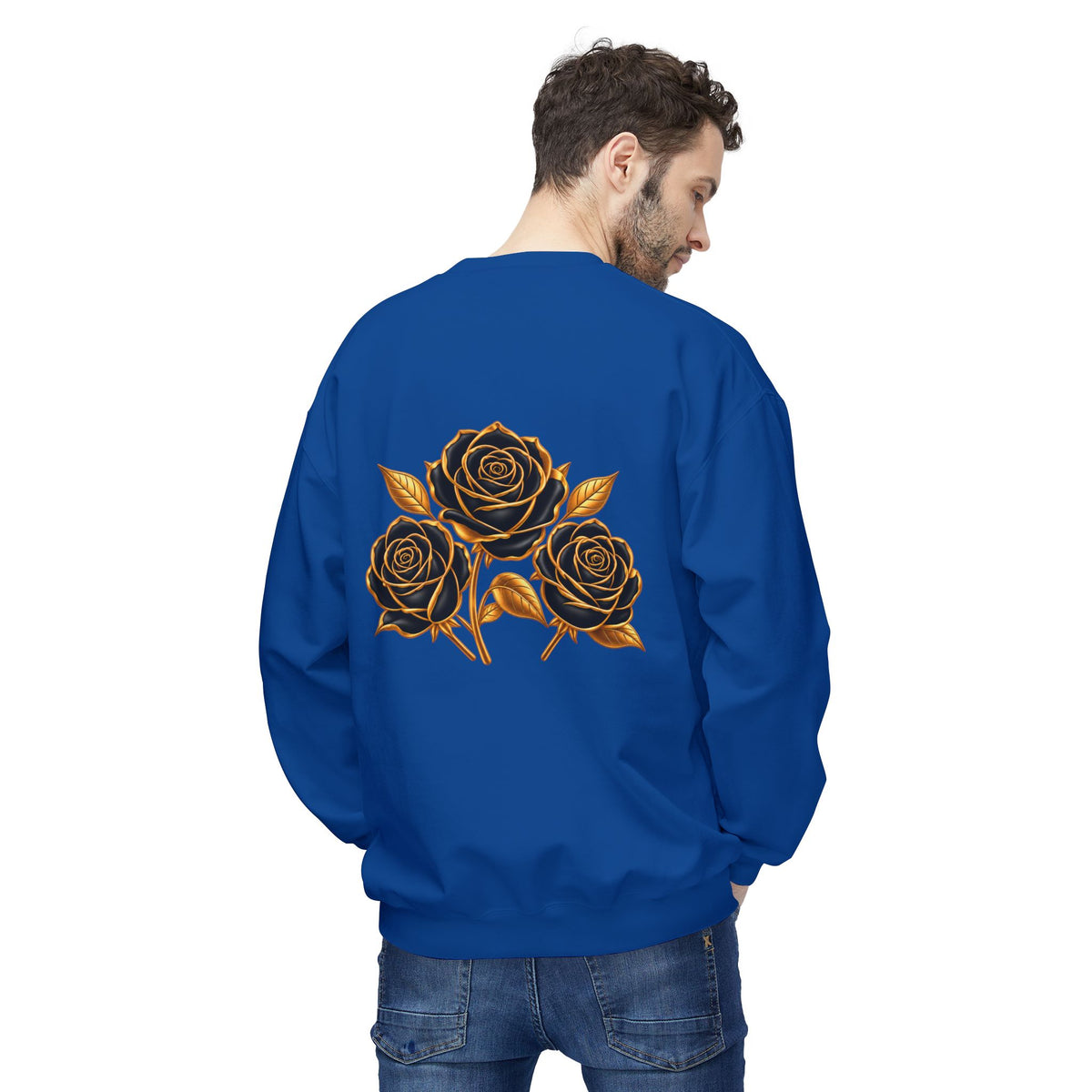 The Three Roses: Unisex Crewneck Gold Rose Sweatshirt Graphic Logo