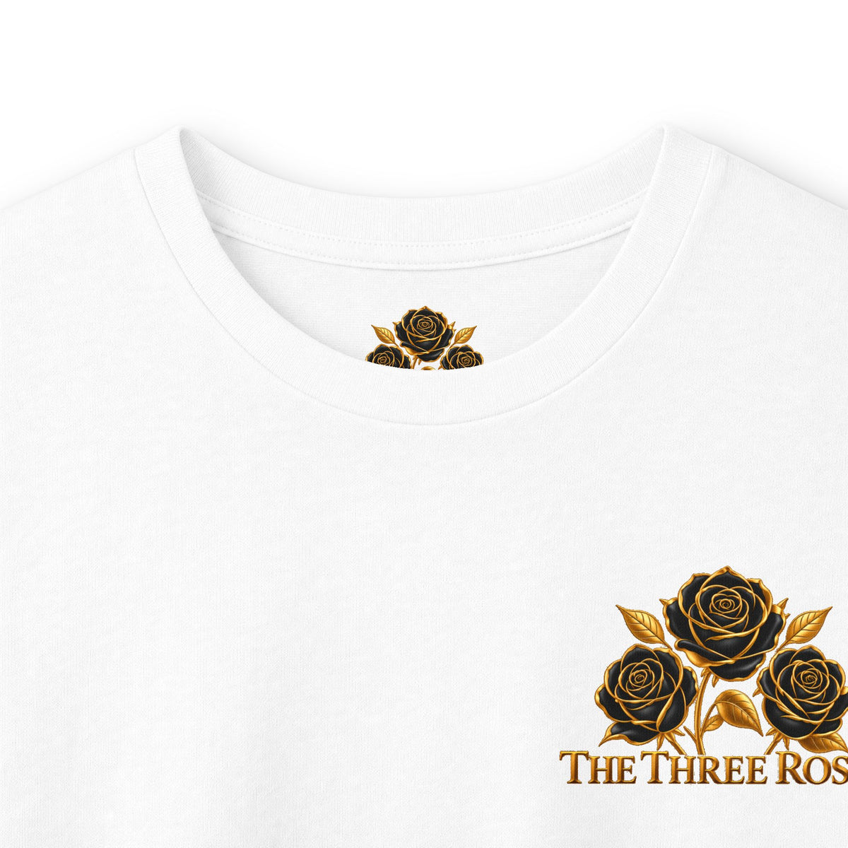 Long Sleeve Tee — Golden Black Rose Chest & Back Design