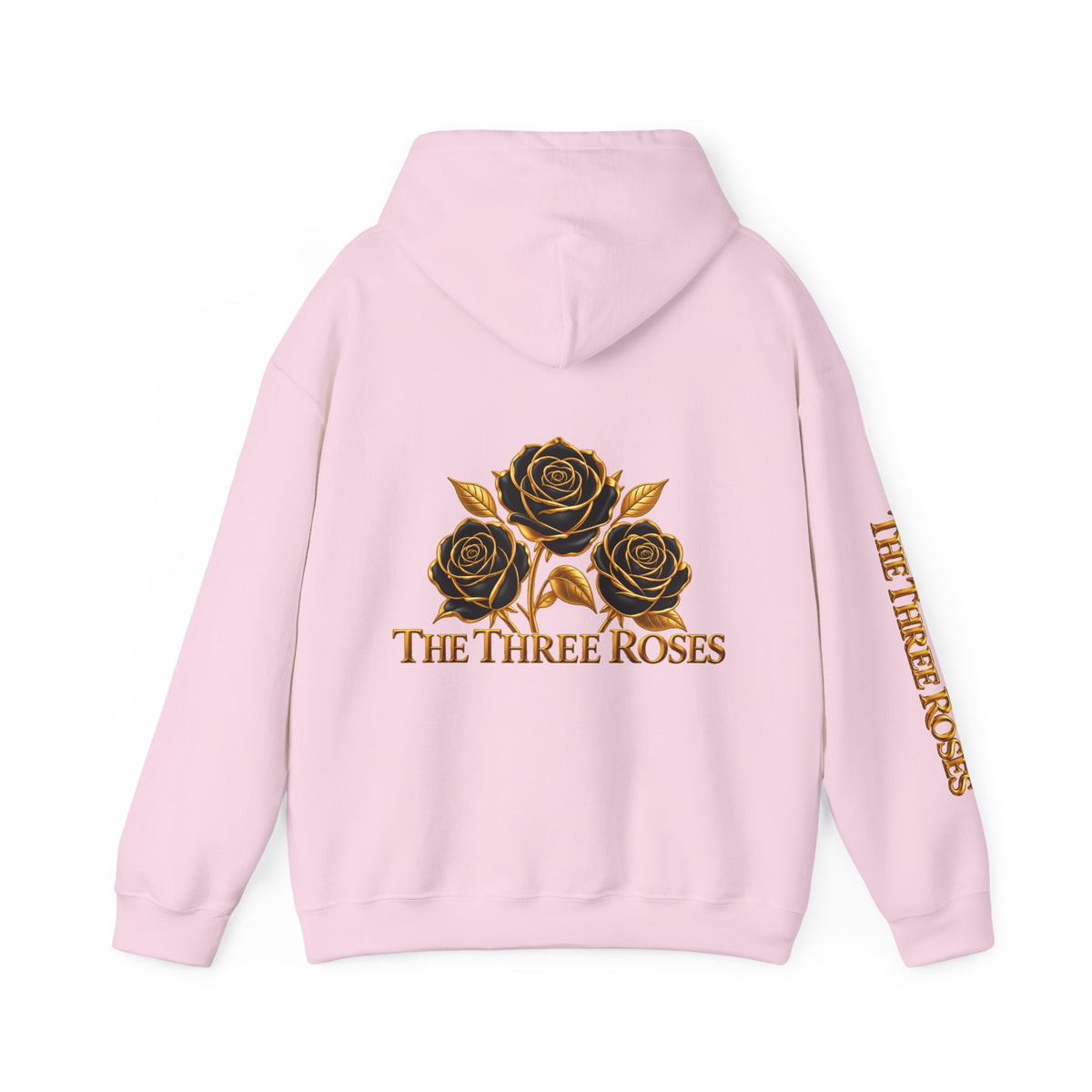 The Three Roses Hoodie: Unisex Gold Rose Graphic Hooded Sweatshirt