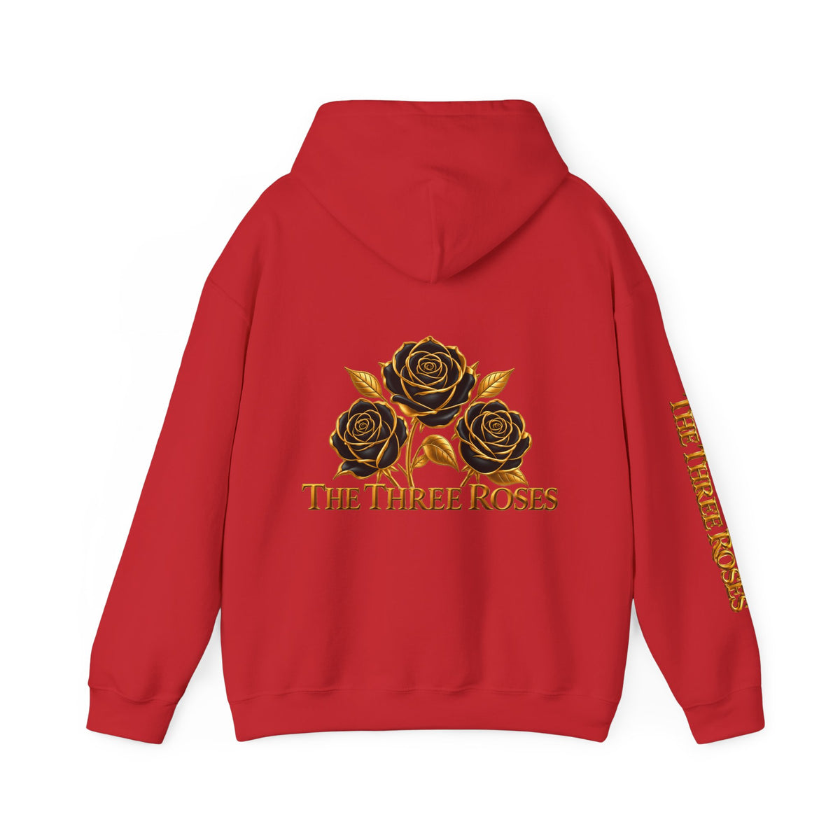 The Three Roses Hoodie: Unisex Gold Rose Graphic Hooded Sweatshirt