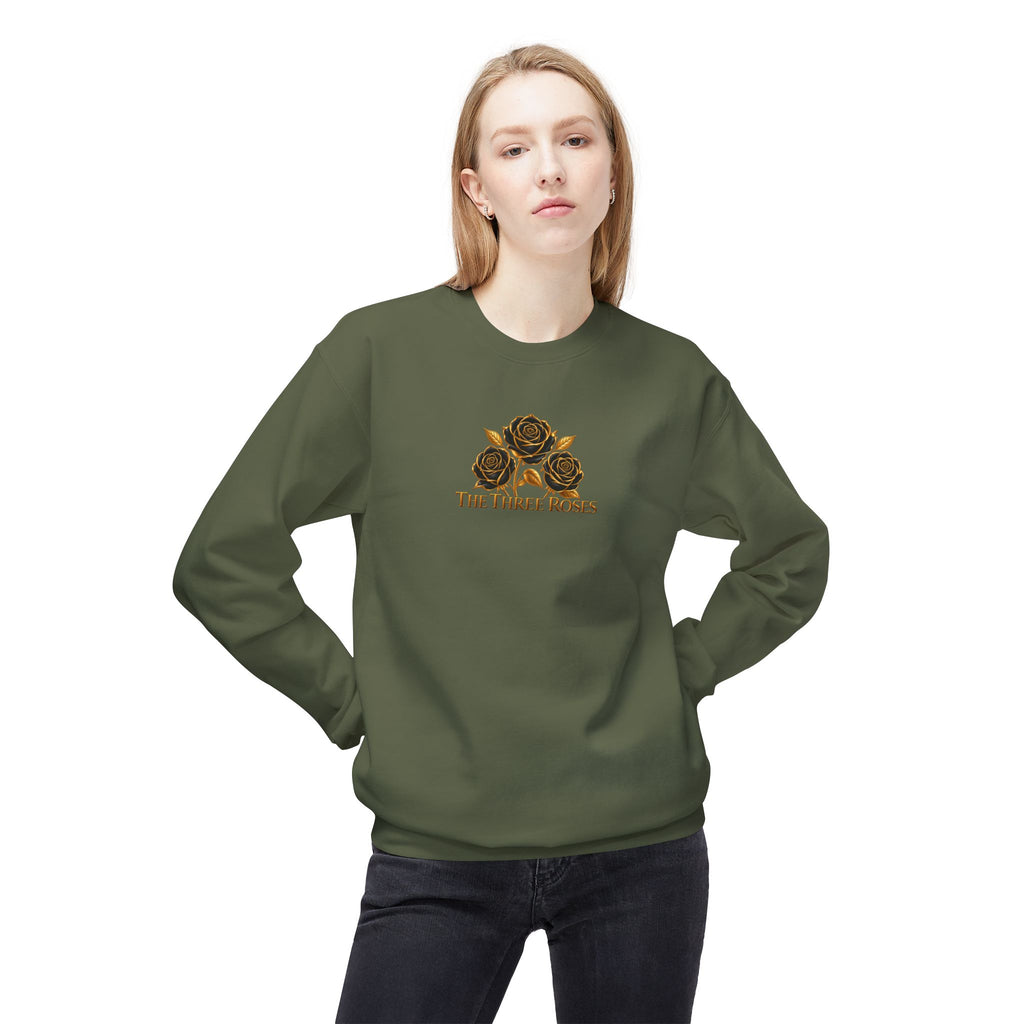 The Three Roses: Unisex Crewneck Gold Rose Sweatshirt Graphic Logo