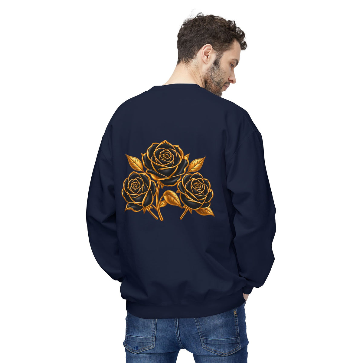 The Three Roses: Unisex Crewneck Gold Rose Sweatshirt Graphic Logo