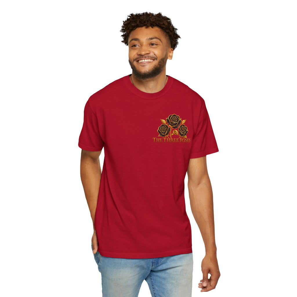The Three Roses Graphic: Unisex T-Shirt  Gold & Black Floral Tee
