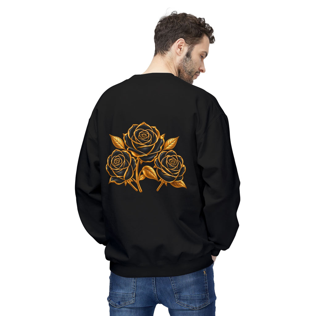The Three Roses: Unisex Crewneck Gold Rose Sweatshirt Graphic Logo