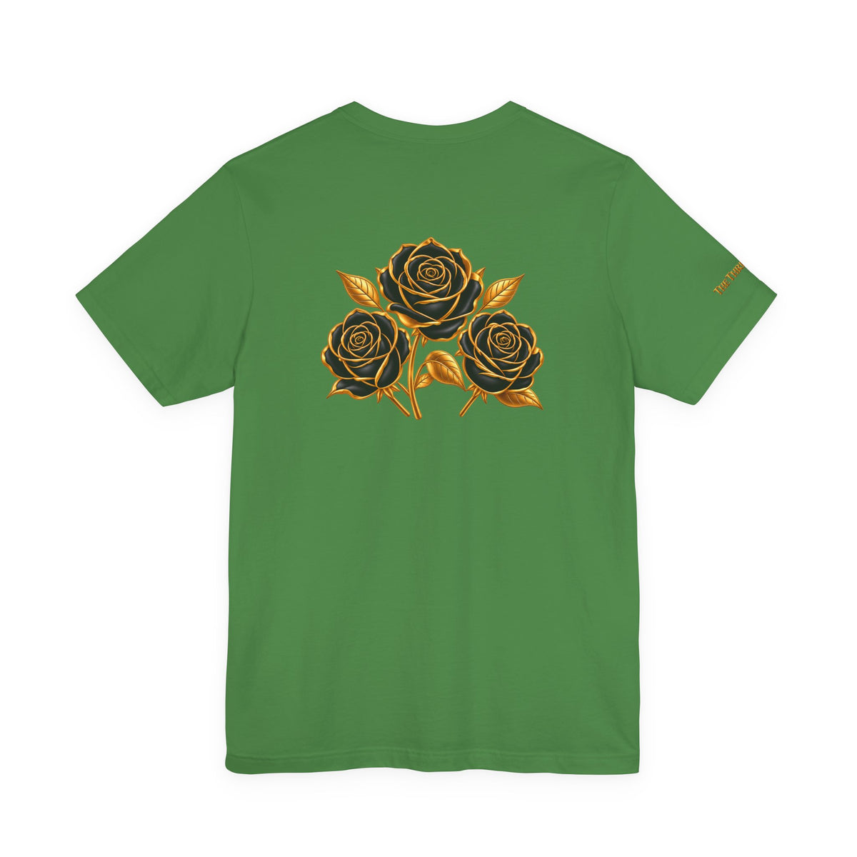 The Three Roses: Unisex Gold Black Rose T-Shirt Graphic Logo