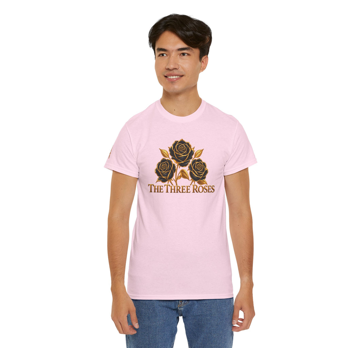 The Three Roses Tee — Mens Gold Floral Graphic T-Shirt