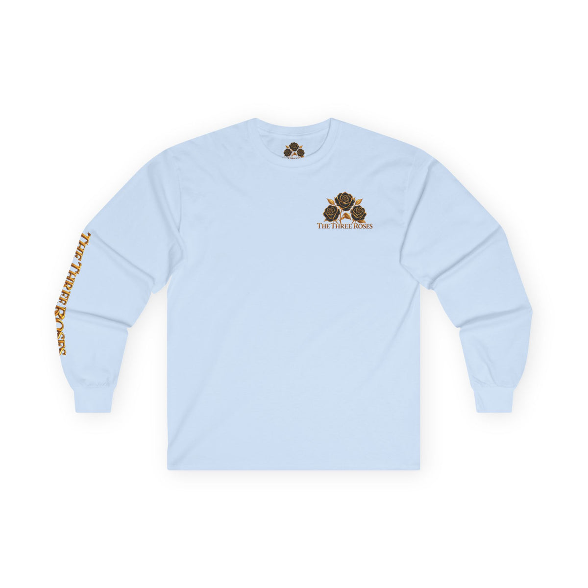 Long Sleeve Tee — Golden Black Rose Chest & Back Design