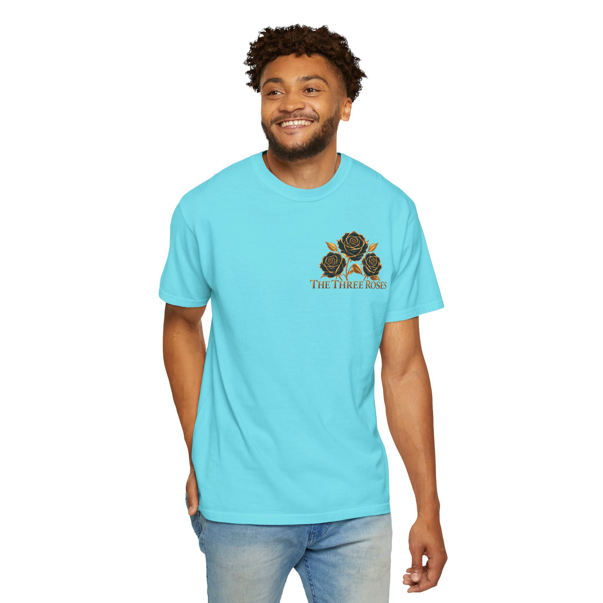 The Three Roses Graphic: Unisex T-Shirt  Gold & Black Floral Tee