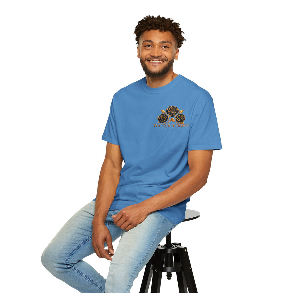 The Three Roses Graphic: Unisex T-Shirt  Gold & Black Floral Tee