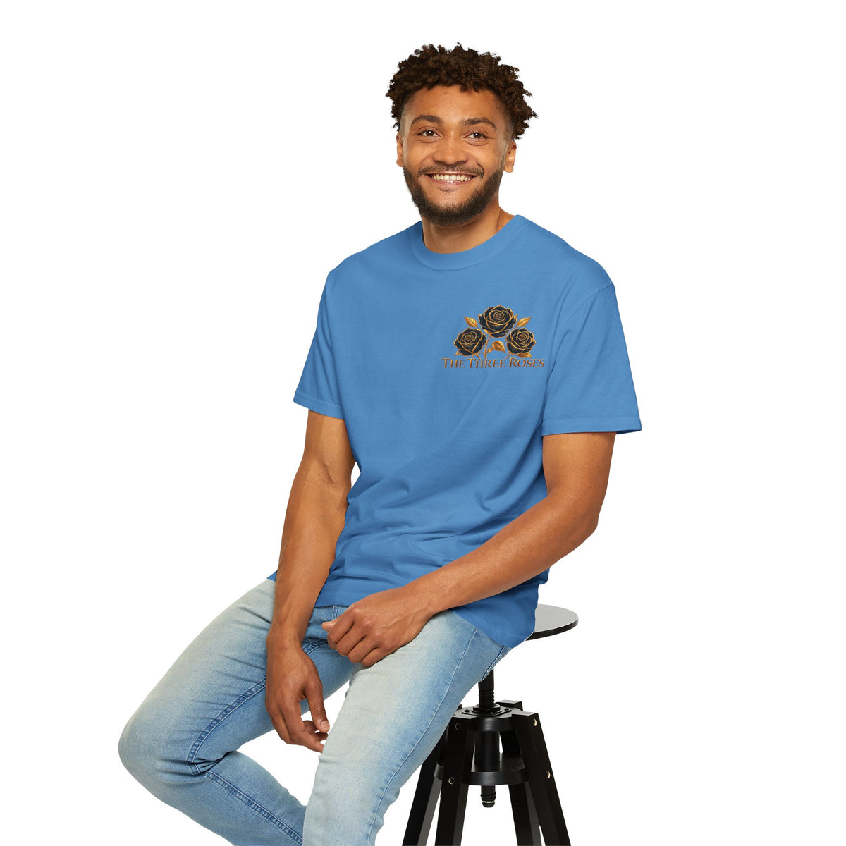 The Three Roses Graphic: Unisex T-Shirt  Gold & Black Floral Tee