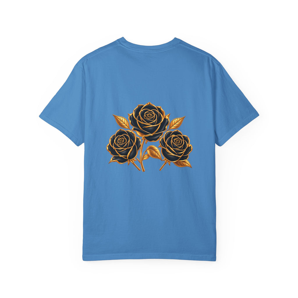The Three Roses Graphic: Unisex T-Shirt  Gold & Black Floral Tee