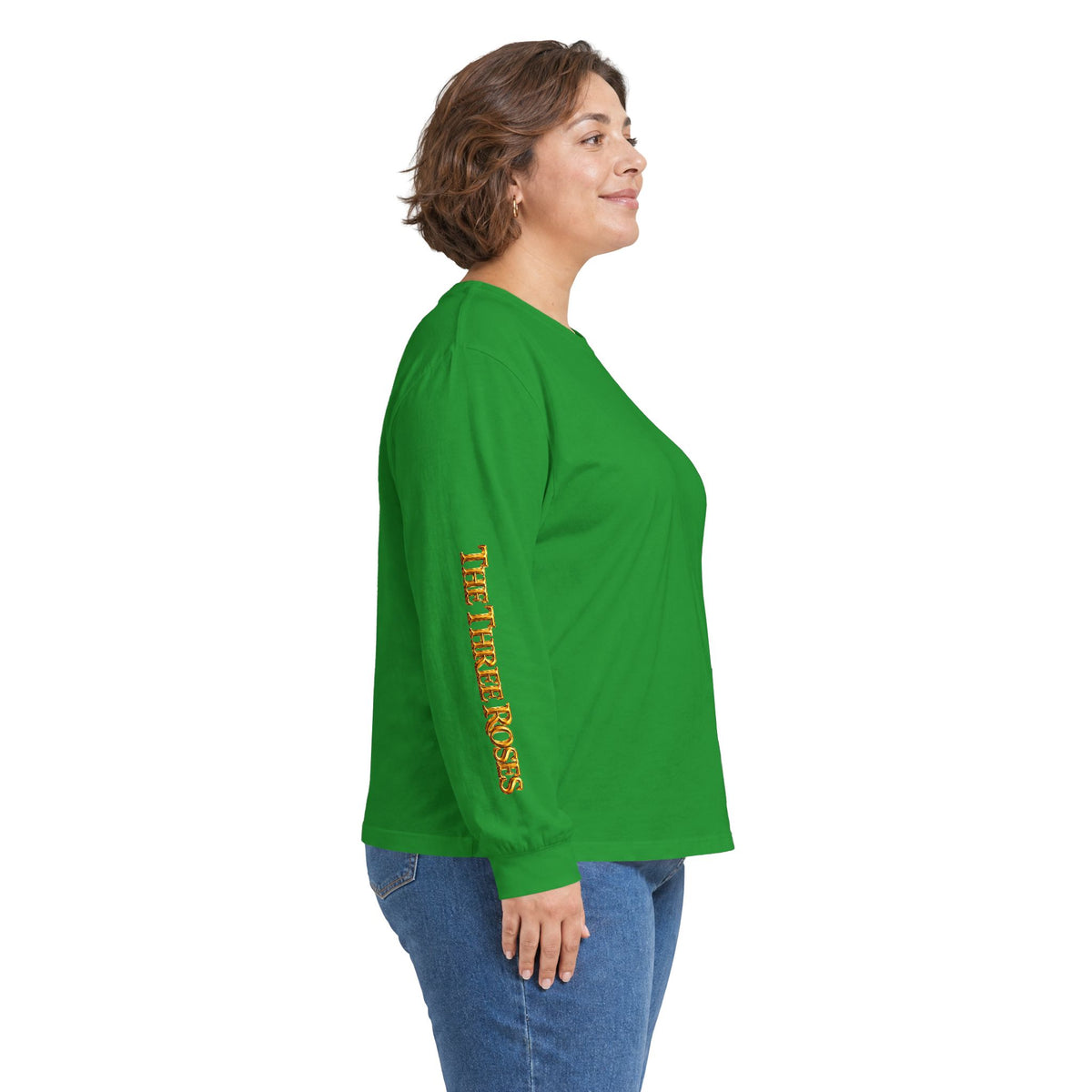 Long Sleeve Tee — Golden Black Rose Chest & Back Design