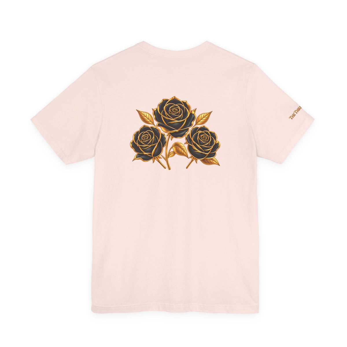 The Three Roses: Unisex Gold Black Rose T-Shirt Graphic Logo