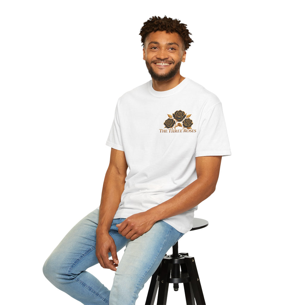 The Three Roses Graphic: Unisex T-Shirt  Gold & Black Floral Tee