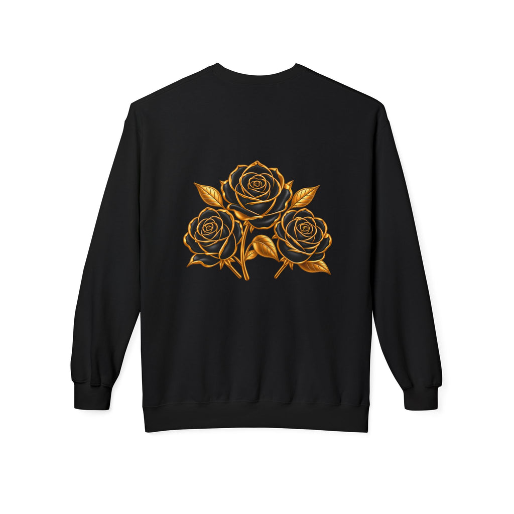 The Three Roses: Unisex Crewneck Gold Rose Sweatshirt Graphic Logo