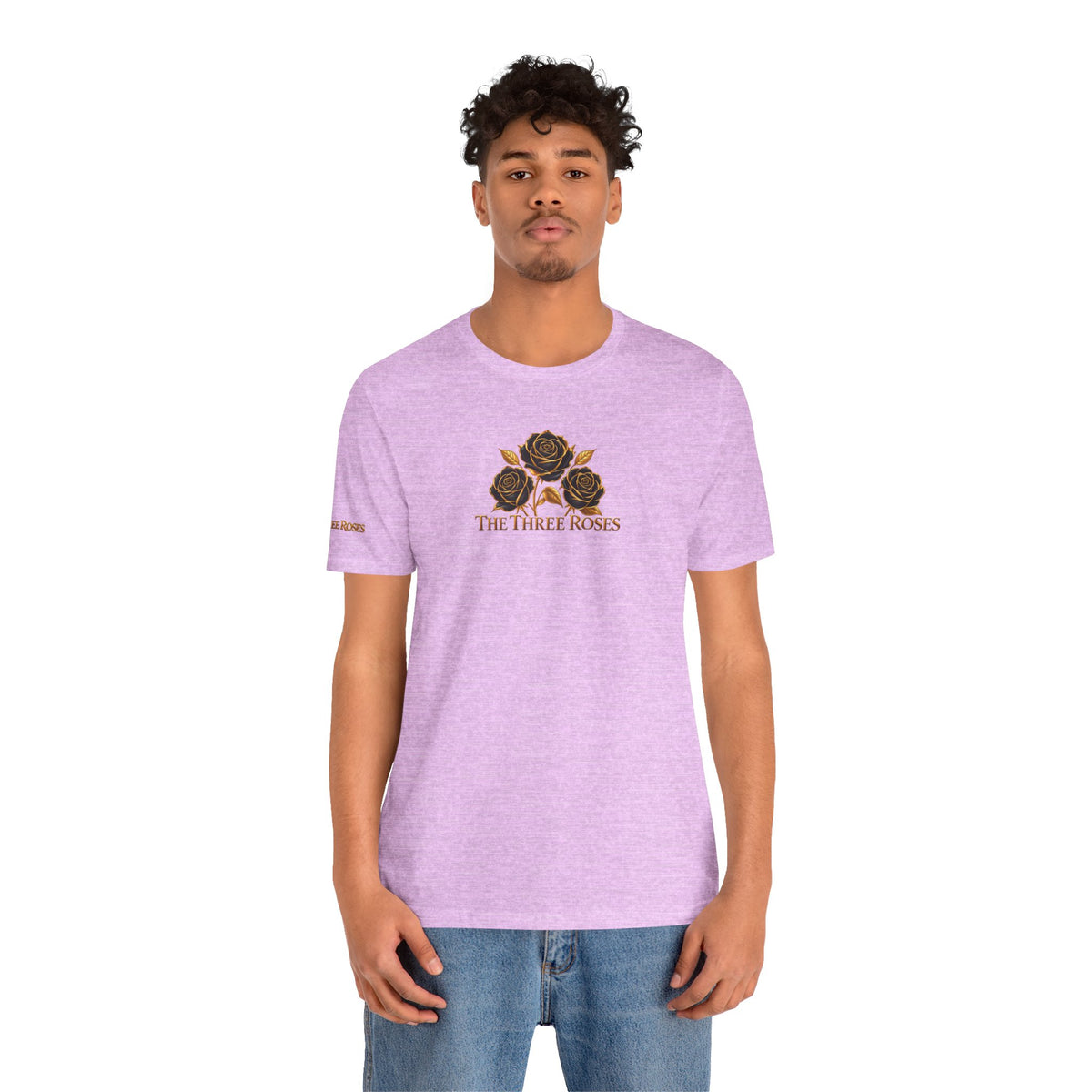 The Three Roses: Unisex Gold Black Rose T-Shirt Graphic Logo