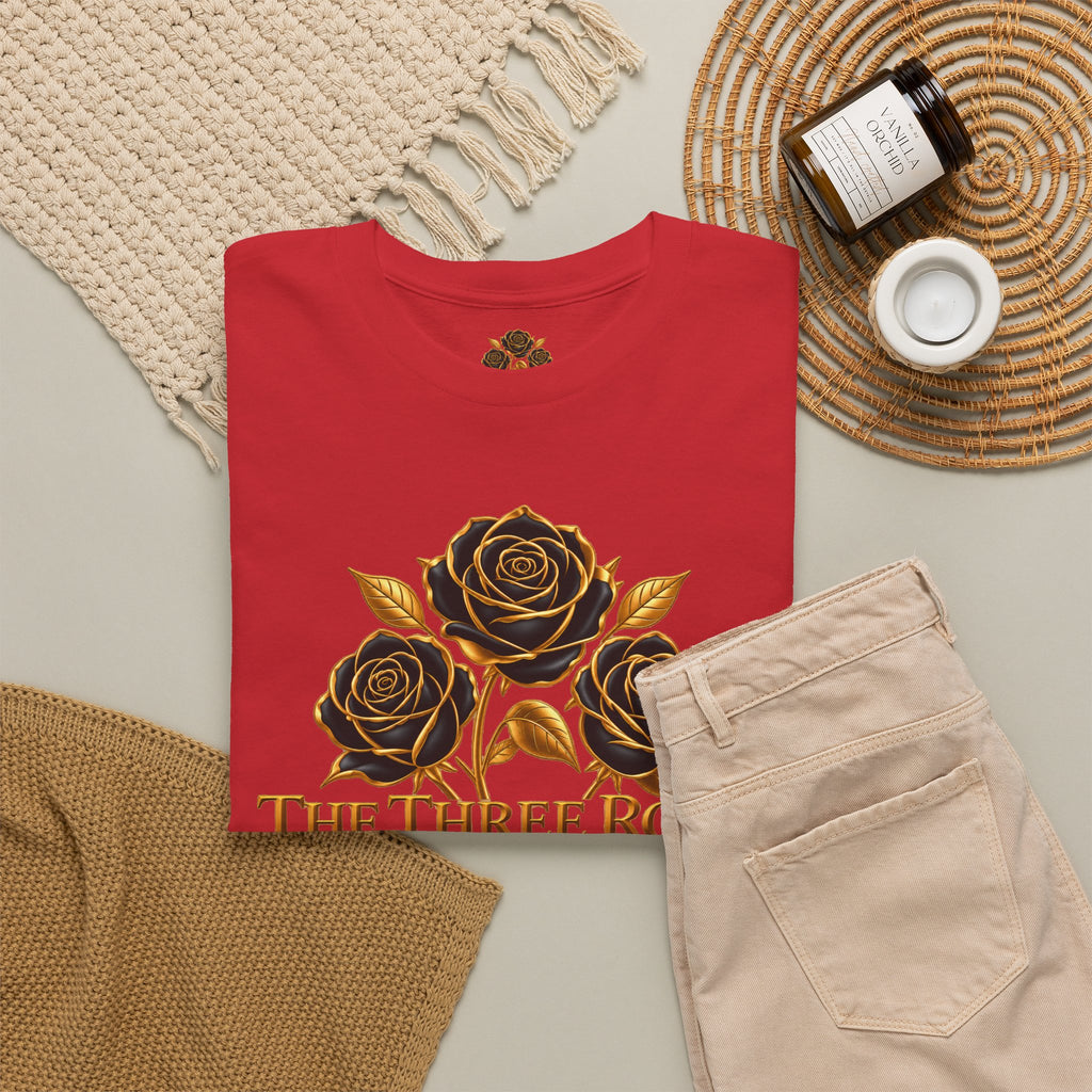 The Three Roses Tee — Mens Gold Floral Graphic T-Shirt