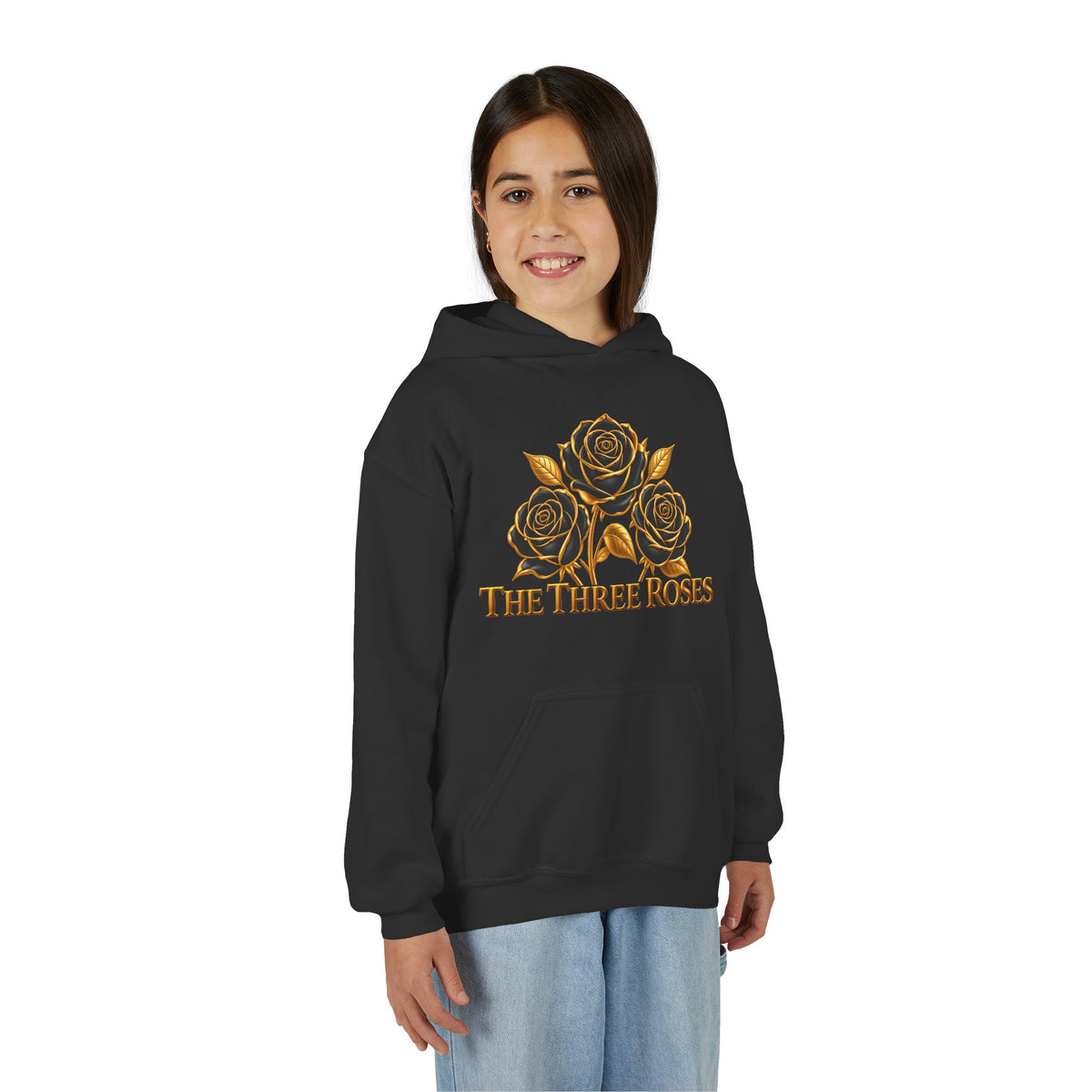 The Three Roses: Unisex Youth Gold Logo Hoodie