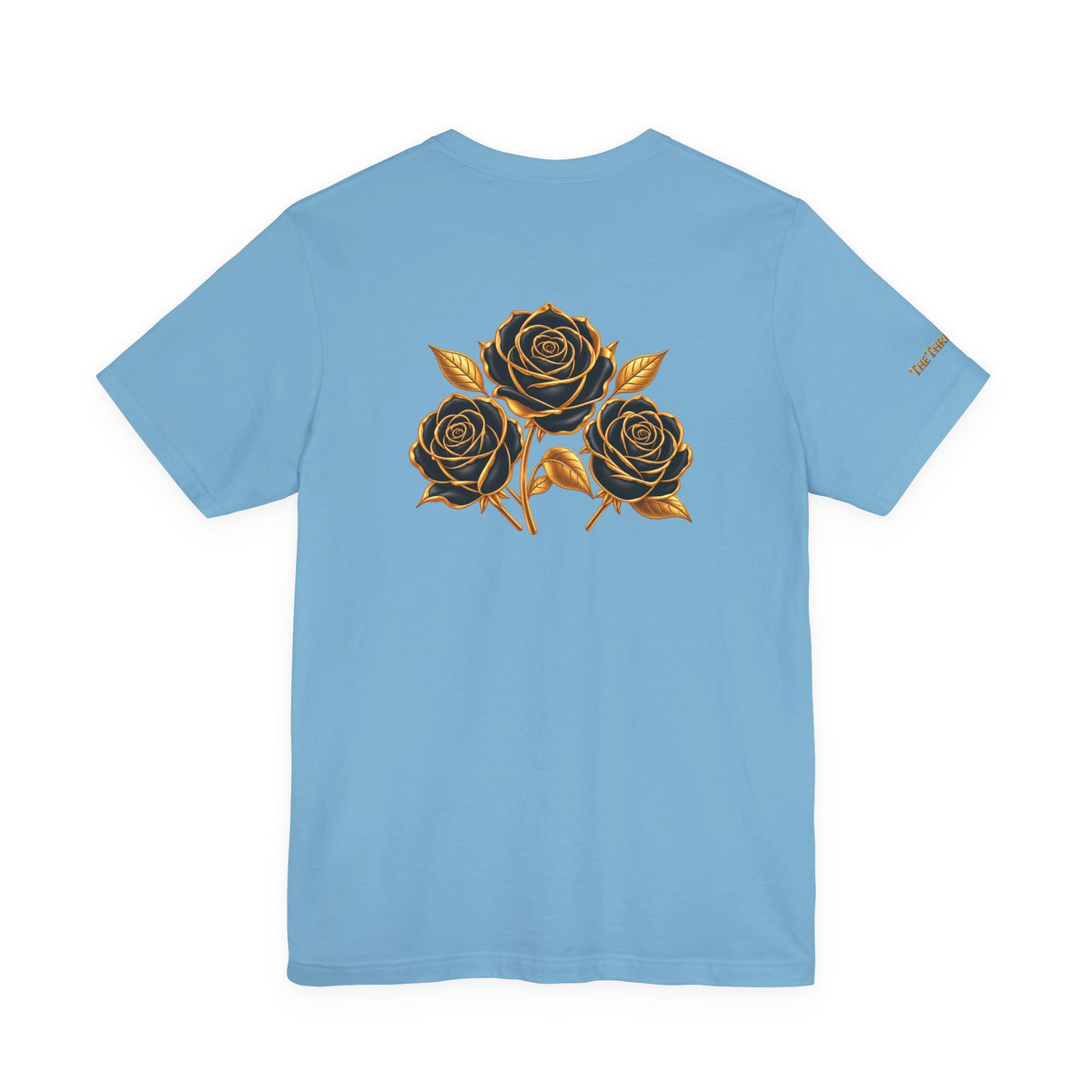 The Three Roses: Unisex Gold Black Rose T-Shirt Graphic Logo