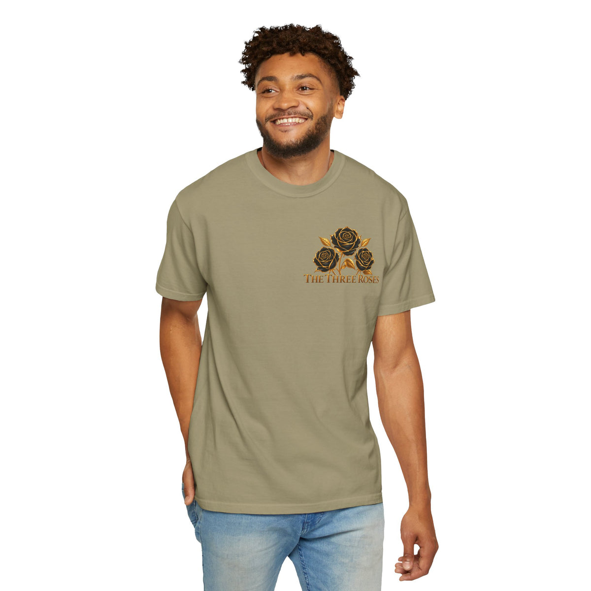 The Three Roses Graphic: Unisex T-Shirt  Gold & Black Floral Tee