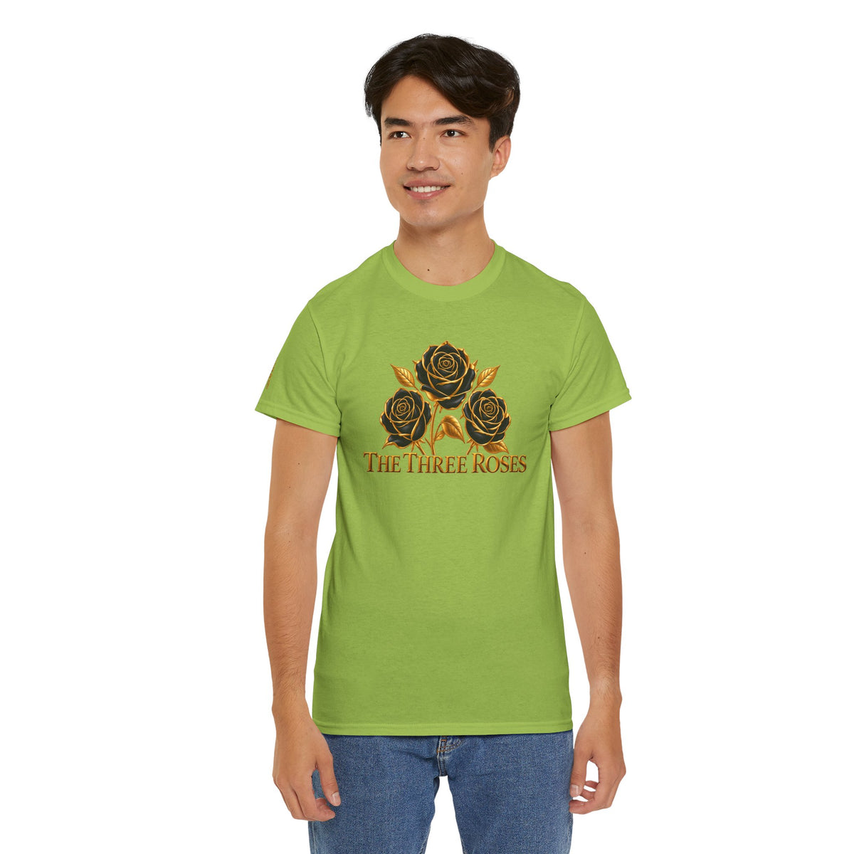 The Three Roses Tee — Mens Gold Floral Graphic T-Shirt