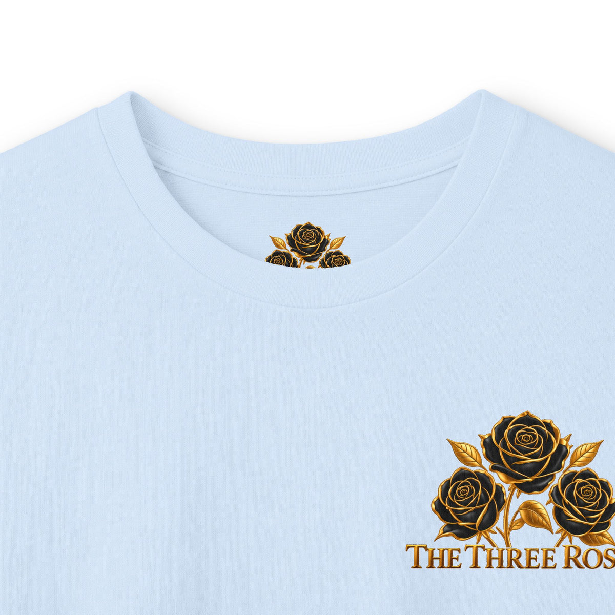 Long Sleeve Tee — Golden Black Rose Chest & Back Design