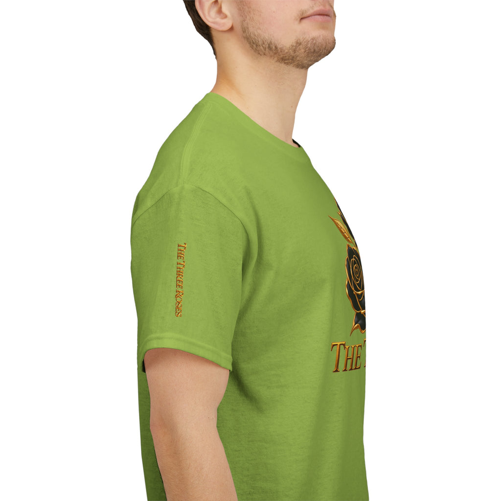 The Three Roses Tee — Mens Gold Floral Graphic T-Shirt