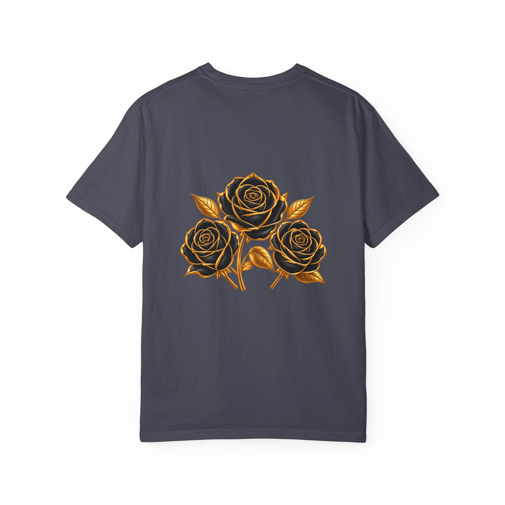 The Three Roses Graphic: Unisex T-Shirt  Gold & Black Floral Tee