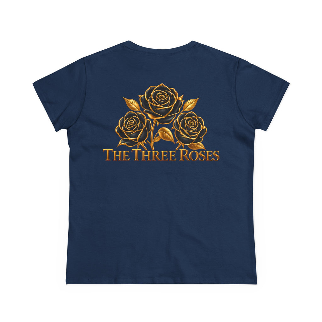 The Three Roses Tee: Womens Black & Gold Rose Graphic T-Shirt