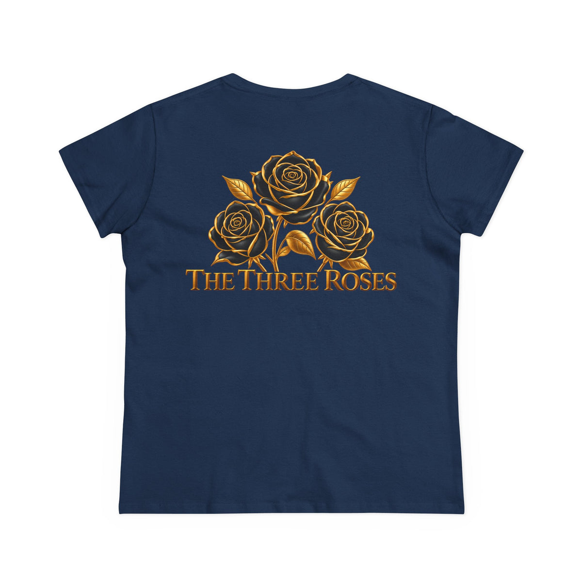 The Three Roses Tee: Womens Black & Gold Rose Graphic T-Shirt
