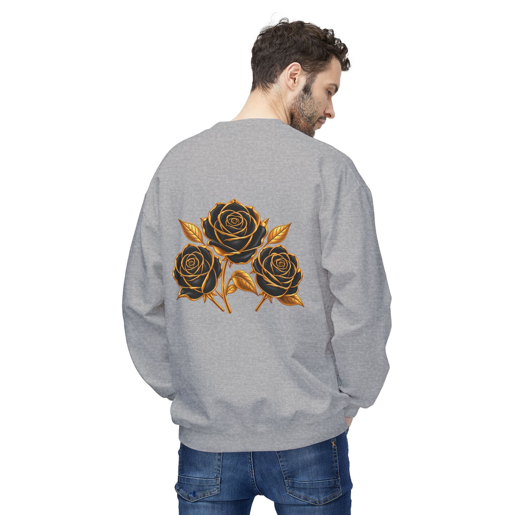 The Three Roses: Unisex Crewneck Gold Rose Sweatshirt Graphic Logo