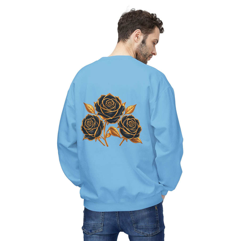 The Three Roses: Unisex Crewneck Gold Rose Sweatshirt Graphic Logo