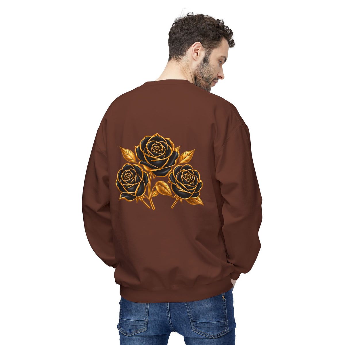 The Three Roses: Unisex Crewneck Gold Rose Sweatshirt Graphic Logo