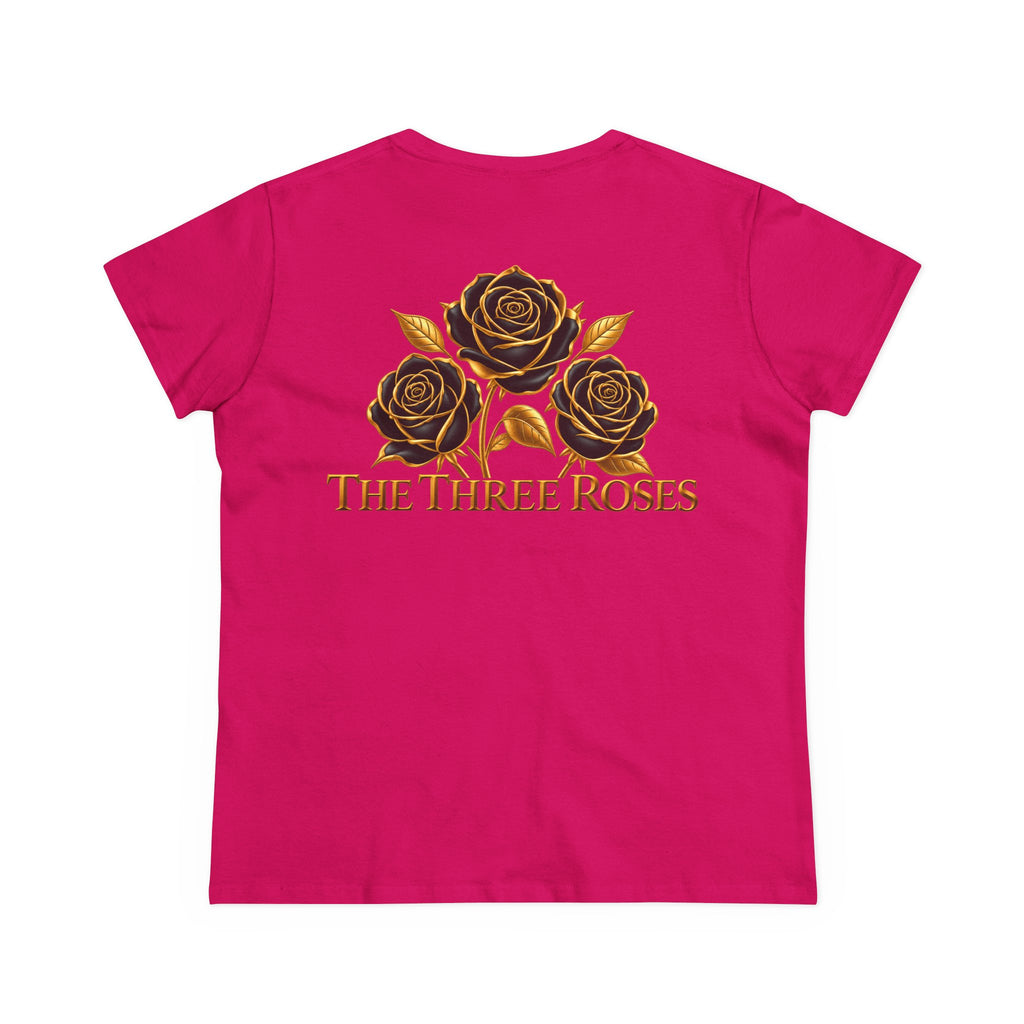The Three Roses Tee: Womens Black & Gold Rose Graphic T-Shirt
