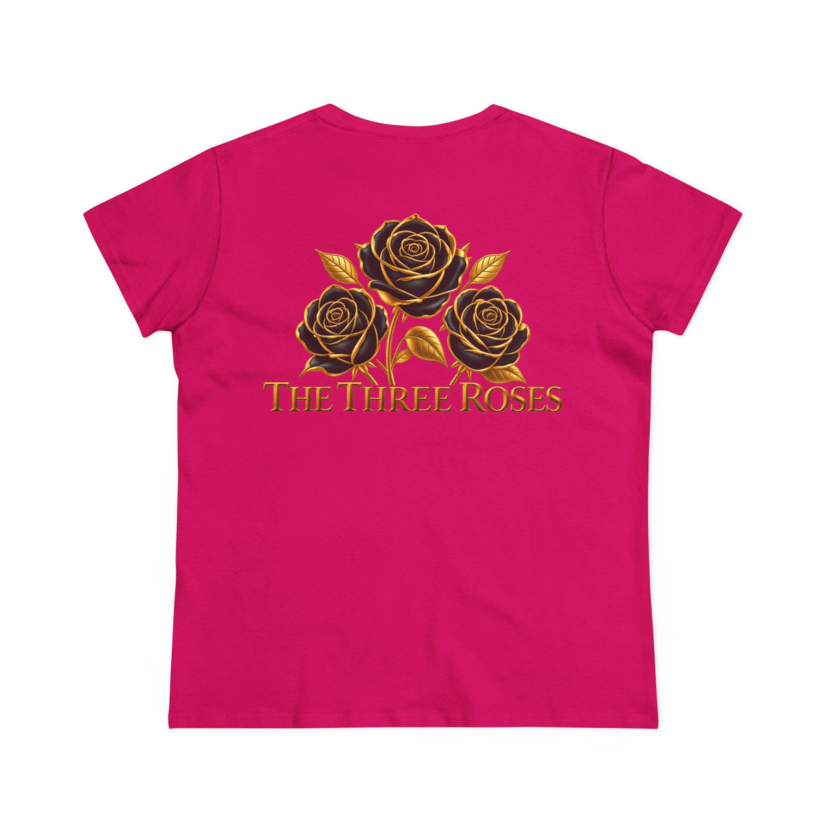 The Three Roses Tee: Womens Black & Gold Rose Graphic T-Shirt