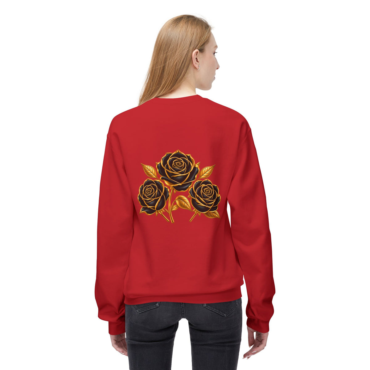 The Three Roses: Unisex Crewneck Gold Rose Sweatshirt Graphic Logo