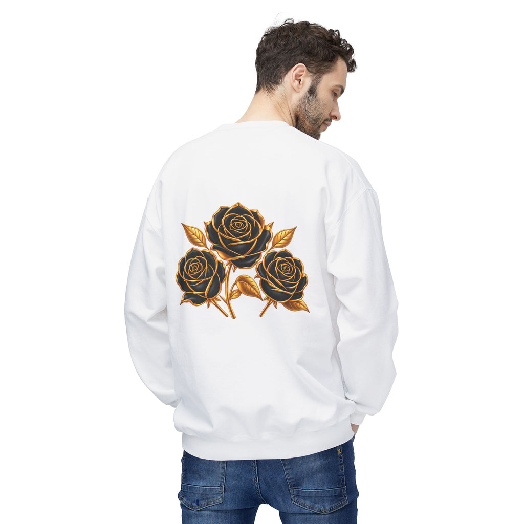 The Three Roses: Unisex Crewneck Gold Rose Sweatshirt Graphic Logo