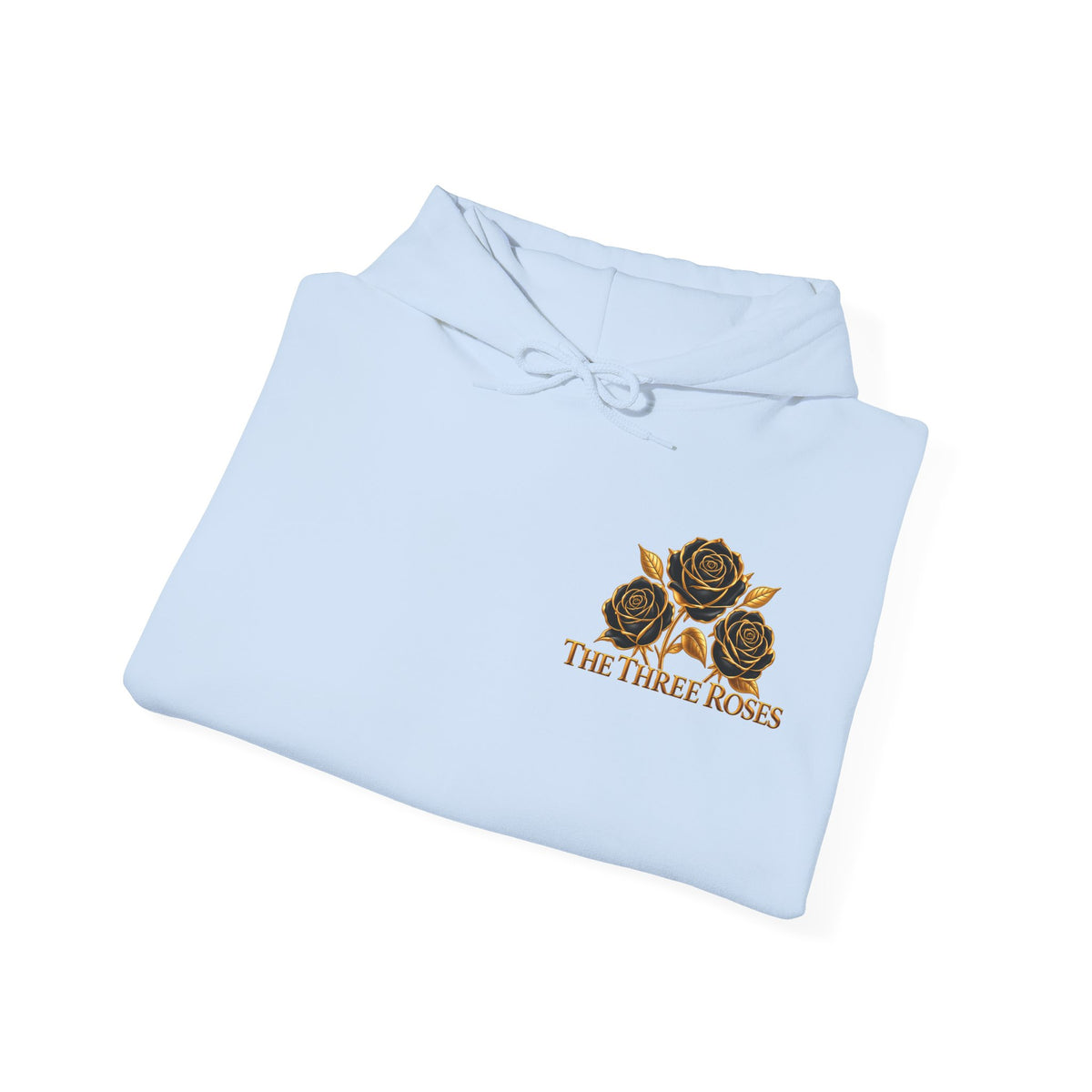 The Three Roses Hoodie: Unisex Gold Rose Graphic Hooded Sweatshirt