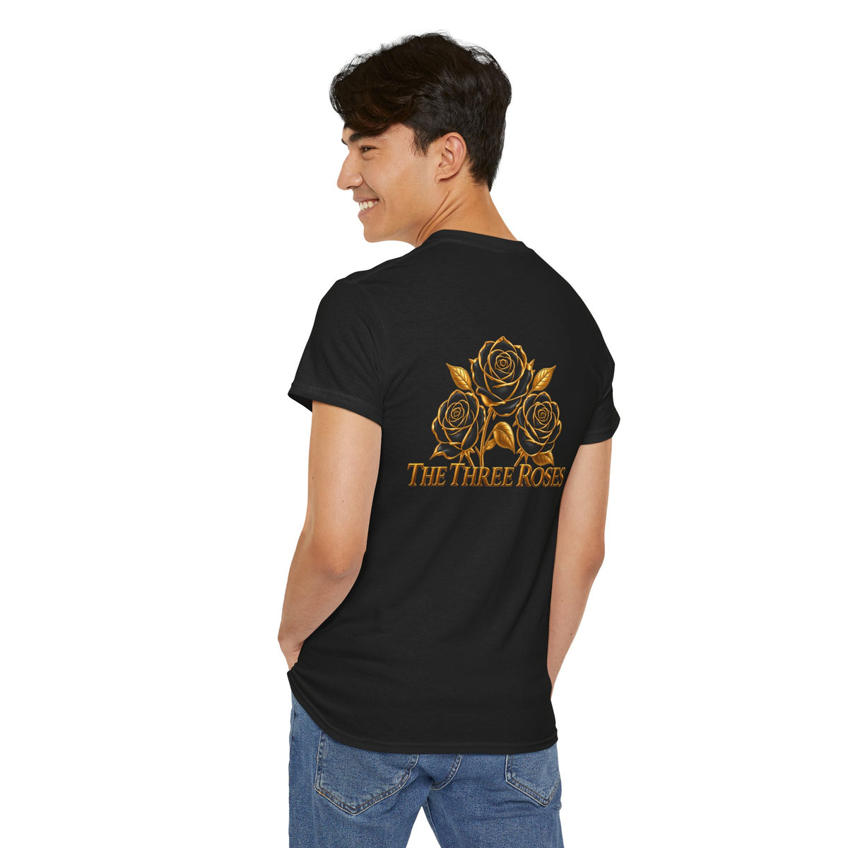 The Three Roses Tee — Mens Gold Floral Graphic T-Shirt
