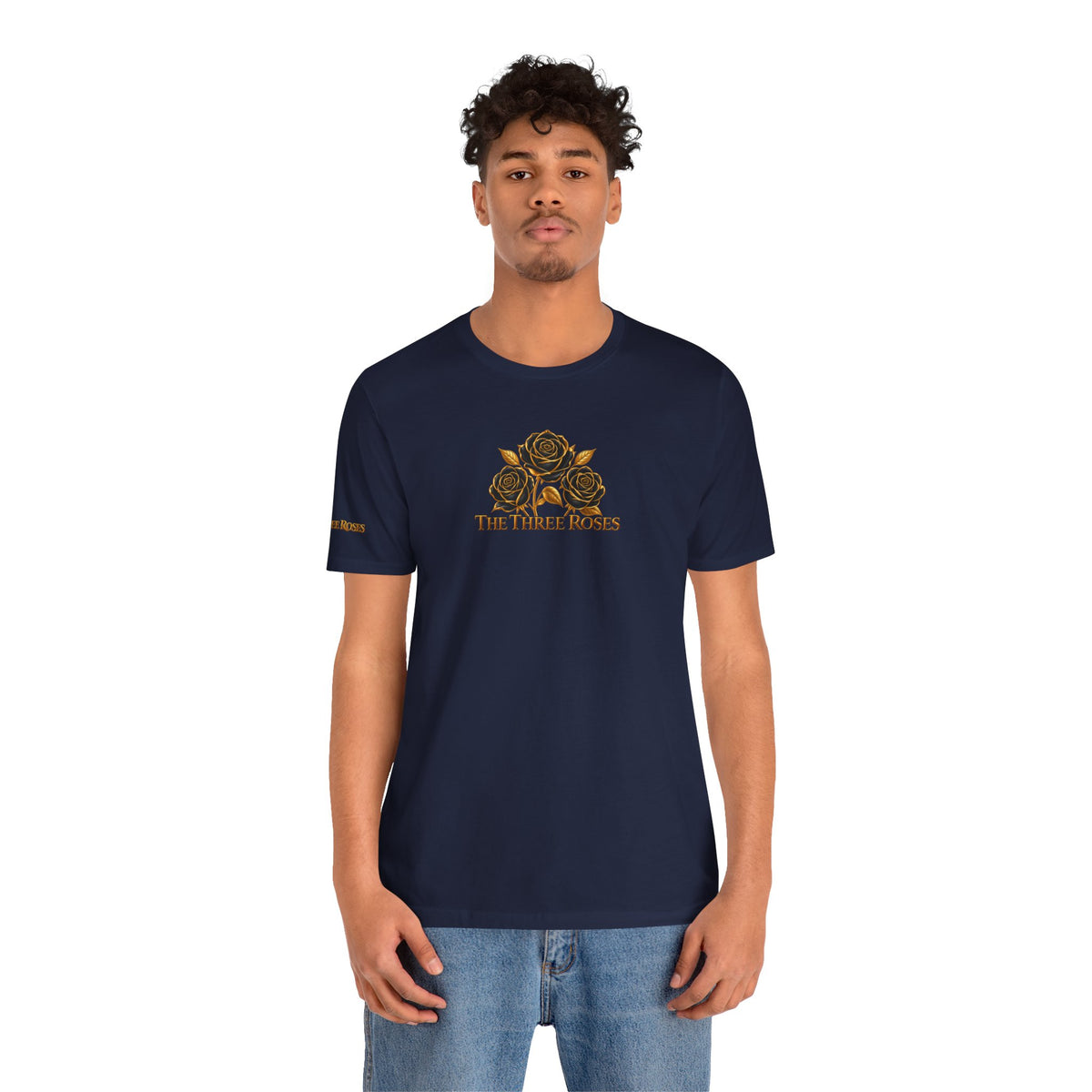 The Three Roses: Unisex Gold Black Rose T-Shirt Graphic Logo