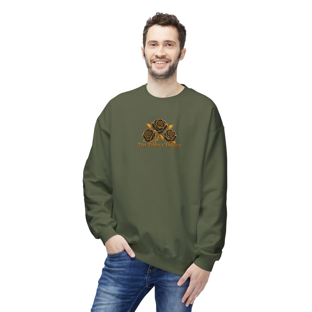 The Three Roses: Unisex Crewneck Gold Rose Sweatshirt Graphic Logo