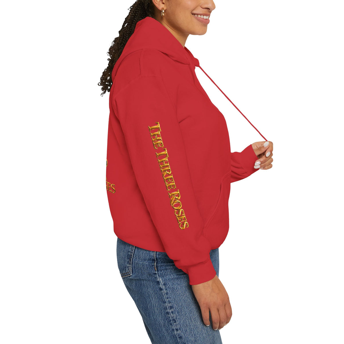 The Three Roses Hoodie: Unisex Gold Rose Graphic Hooded Sweatshirt