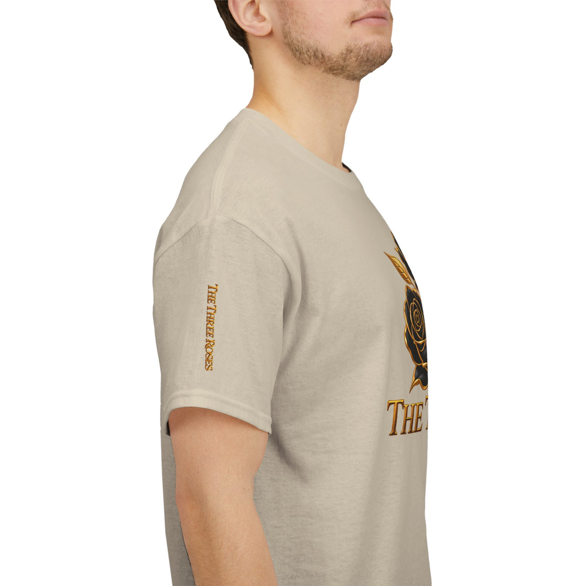 The Three Roses Tee — Mens Gold Floral Graphic T-Shirt